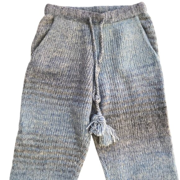 LoveShackFancy Blossom Sweatpants Pants Joggers Womens Large Blue Wool Alpaca - Picture 6 of 12